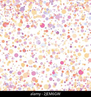 Abstract hand drown polka dots background. White dotted seamless pattern with rainbow circles. Template design for for Birthday, party holiday, banner Stock Vector