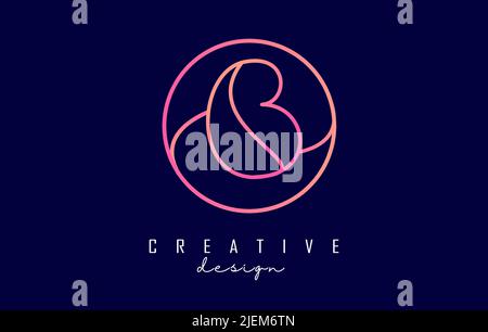 Gradient outline letter B logo with circle frame and monogram design. Letter B with geometric design. Creative Vector Illustration with letter and cir Stock Vector