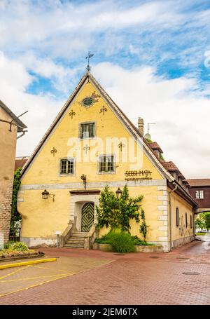 Parnu, Estonia, Europe - June 19 2022: One of the oldest building in Parnu, built in 1658 on the remains of the old almshouse of the Holy Church Stock Photo