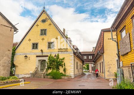 Parnu, Estonia, Europe - June 19 2022: One of the oldest building in Parnu, built in 1658 on the remains of the old almshouse of the Holy Church Stock Photo