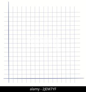 Grid paper. Mathematical graph. Cartesian coordinate system with x-axis, y-axis. Squared background with color lines. Geometric pattern for school Stock Vector