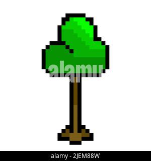 Pixelated tree icon. Cute tree isolated. Vector illustration. Green pixel tree Stock Vector