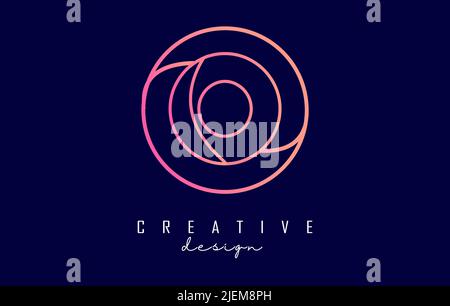 Gradient outline letter O logo with circle frame and monogram design. Letter O with geometric design. Creative Vector Illustration with letter and cir Stock Vector