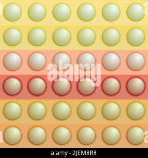 Seamless pattern with trendy game pop it, simple dimple. Rainbow fidget toy. Colorful antistress background. Doodle style. Bubbles popping square Stock Vector