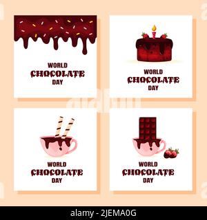 Set of Greeting Card for World Chocolate Day Stock Vector