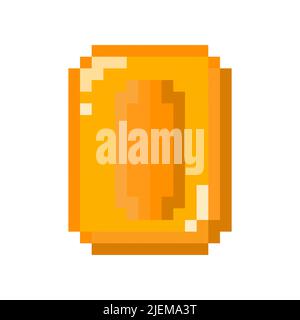 Pixelated coin icon. Cute coin icon isolated. Vector illustration. Pixel art icon. Stock Vector