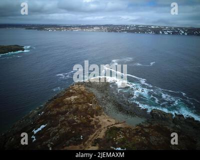 Drone photos showing the landscape of St Anthonys Newfoundland Stock Photo