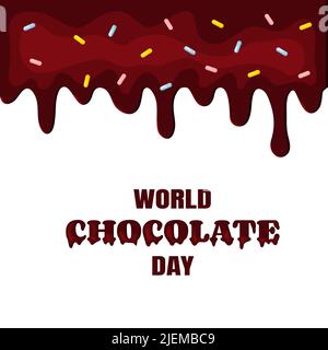 Spreadable Chocolate Cream with Colorful Sprinkles Greeting Card for World Chocolate Day Stock Vector