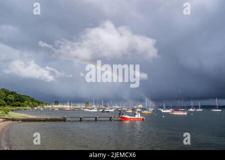 rainbow over the Eckernförde Bight, Germany Stock Photo