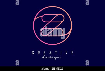 Gradient outline letter Z logo with circle frame and monogram design. Letter Z with geometric design. Creative Vector Illustration with letter and cir Stock Vector