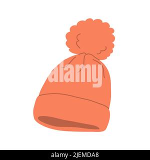 Winter hat for a woman and child. Seasonal warm hat. Beauty and fashion. Modern stylish clothes and wardrobe. Flat vector illustration isolated on whi Stock Vector