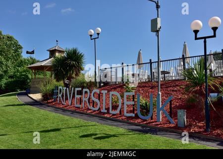 Sign #RiversideUK, The Riverside Inn, Saltford, UK Stock Photo