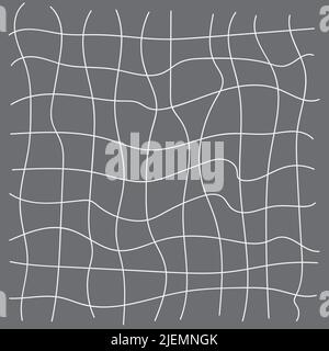 Hand drawn wavy line net on grey background. Stock Vector