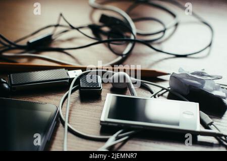 Concept of chaos in the home desktop Stock Photo