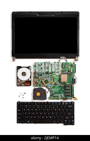 Disassambled laptop (pc) isolated on white Stock Photo