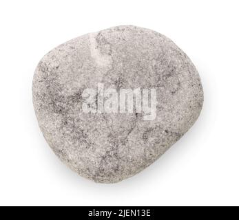 Grey and white pebble stone isolated on white Stock Photo