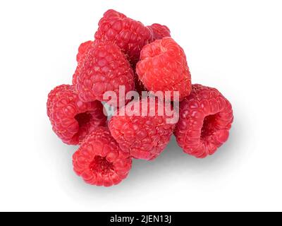 A pile of red raspberries isolated on white Stock Photo