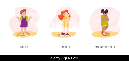 Kid emotional state isolated cartoon vector illustration set Stock Vector