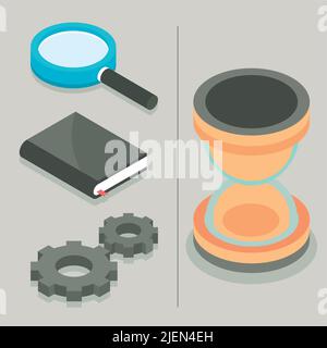 set of isometric work Stock Vector