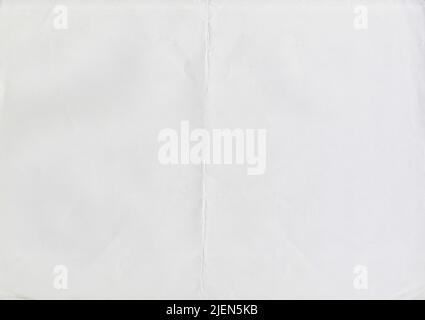 High resolution large image of white paper texture background scan folded in half, soft fine grain uncoated paper for water colors with copy space for Stock Photo