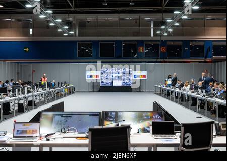 Madrid, Spain. 27th June, 2022. View of the Coordination Center (CECOR) responsible for the security arrangements for the NATO Summit. Spain will host a NATO Summit in Madrid on 29th and 30th of June 2022. Credit: Marcos del Mazo/Alamy Live News Stock Photo