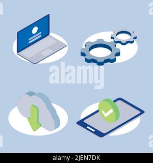 icons set cyber security Stock Vector