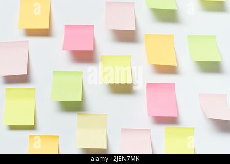 Sticky notes over white background. Stock Photo