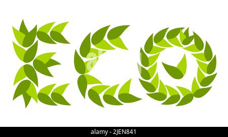 Eco caption project made of green leaves. Business concept Stock Vector