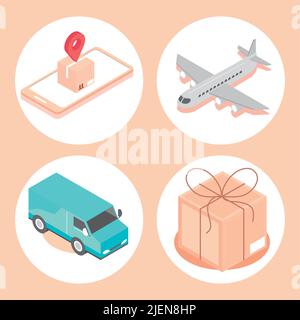 icon set worldwide delivery Stock Vector
