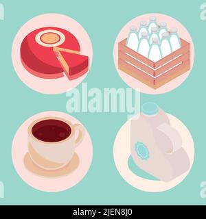 icon set isometric milk Stock Vector