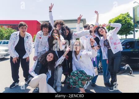 18.05.2022. Tbilisi, Georgia. students celebrating graduation. High quality photo Stock Photo