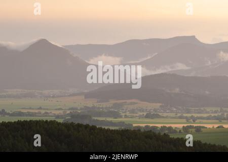 Rural landscape of Turiec region at Folkusova village, Slovakia. Stock Photo