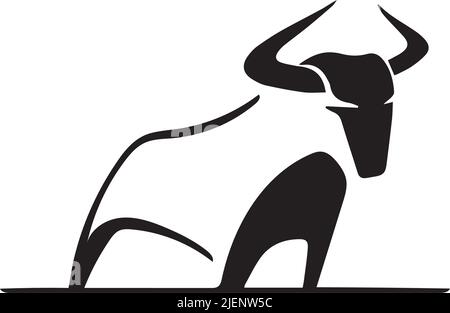Flat luxury bull logo icon design vector illustration Stock Vector