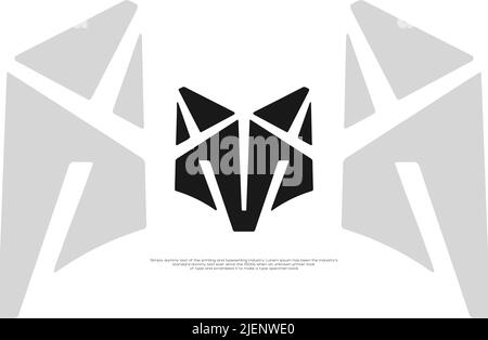 Mummy Fox Geometrical shape Illustration Silhouette Logo Design Template Stock Vector