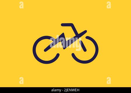 Letter E thunder Bicycle Hidden logo concept silhouette Illustration Icon Stock Vector