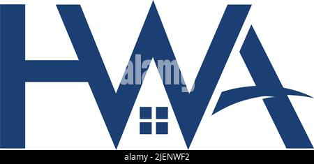 This is a minimalist and trendy logo template for construction, home, real estate, building, and property businesses. The design features the letters WHA and is set against a black background. It has a professional and awesome look to it. Stock Vector