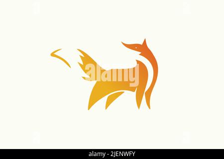 Abstract Red Fox Silhouette and good for Mascot logo also tshirt design Stock Vector