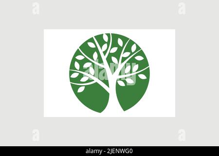 Green Tree icon concept of a stylized tree with leaves logo illustration. Vector silhouette of a tree Stock Vector