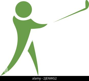 Golf Player Logo Design inspiration, a player hits the ball with a swing stick for brand and presentation visual Stock Vector