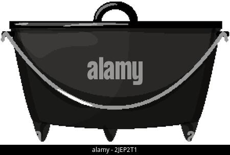 pot iron skillet cartoon vector illustration Stock Vector