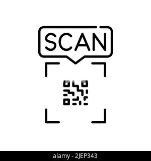 Scan a qr code speech bubble message. Pixel perfect, editable stroke line icon Stock Vector