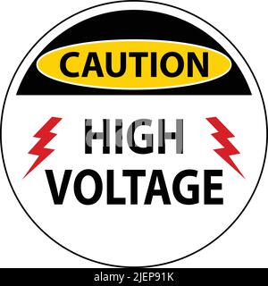 Caution High Voltage Floor Sign On White Background Stock Vector