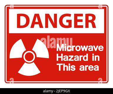 Danger Microwave Hazard Sign on white background,Vector llustration Stock Vector