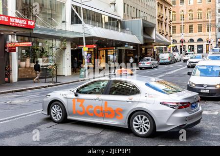 Australian taxi car, a saloon car in Hunter street,Sydney city centre,NSW,Australia Stock Photo