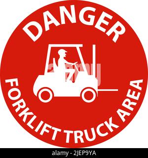 Forklift Truck Area Hazard Danger Sign Stock Vector