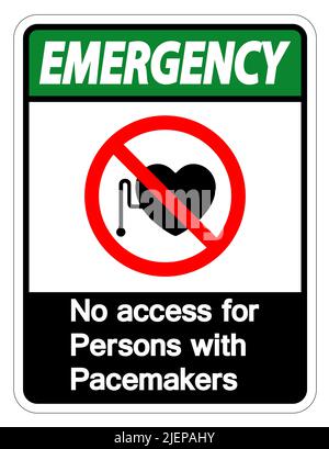 Emergency No Access For Persons With Pacemaker Symbol Sign Isolate On White Background,Vector Illustration Stock Vector