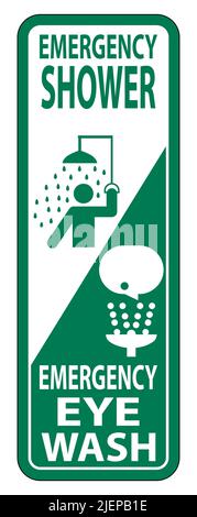 Emergency Shower,Eye Wash Sign Isolate On White Background,Vector Illustration Stock Vector