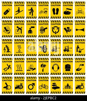 Set Caution Prohibition Sign Symbol on white background Stock Vector