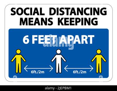 Social Distancing Means Keeping 6 Ft apart Sign Isolate On White Background,Vector Illustration EPS.10 Stock Vector