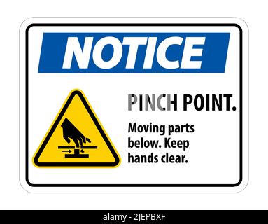 Notice Pinch Point, Moving Parts Below, Keep Hands Clear Symbol Sign Isolate on White Background,Vector Illustration EPS.10 Stock Vector